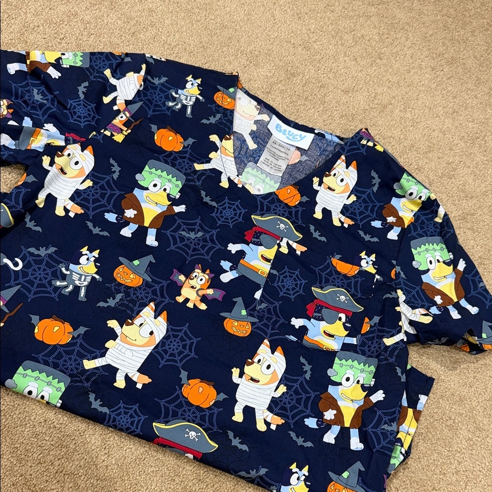 Bluey Halloween scrub top
